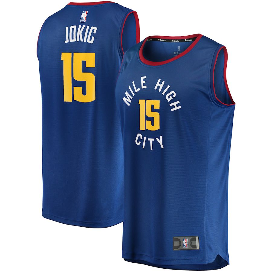 Men Denver Nuggets #15 Nikola Jokic Fanatics Branded Blue Fast Break Replica Player NBA Jersey